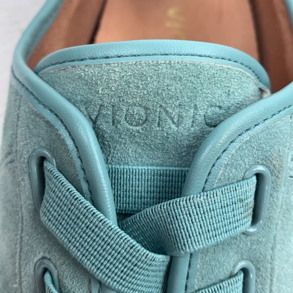 Vionic leather Suede Sneakers Size 8.5 Teal aqua blue green cushioned EUC - Picture 9 of 13